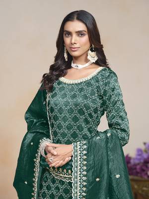 Teal green embroidered and sequins work designer salwar kameez 3