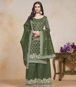 Dark green embroidered and sequins work designer salwar kameez