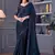 Navy Blue Embroidered Silk Blend Saree