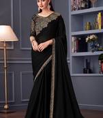 Embroidered chiffon black classic saree