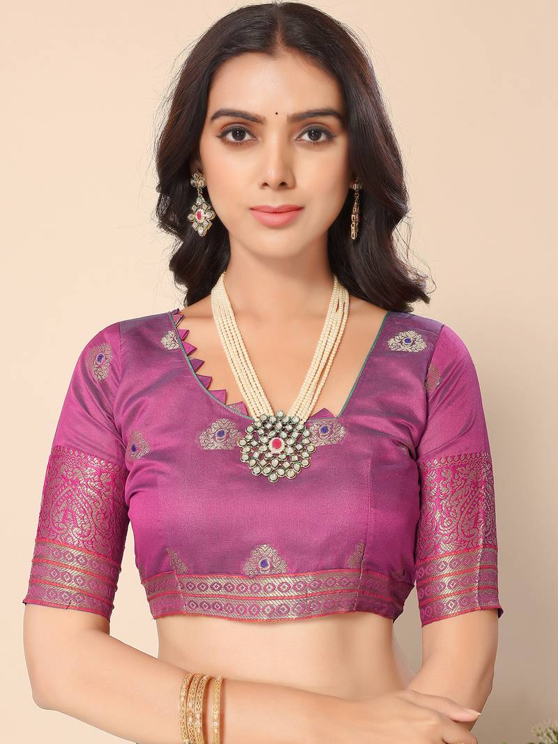 Ocean Green Jacquard Cotton Blend Golden Zari Butta Butti Woven Maheshwari Saree With Blouse Piece