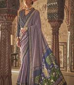 Mauve printed viscose silk designer saree