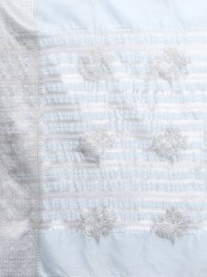 Blue Tissue Silk Silver Zari Floral Motifs Saree With Blouse Piece 6