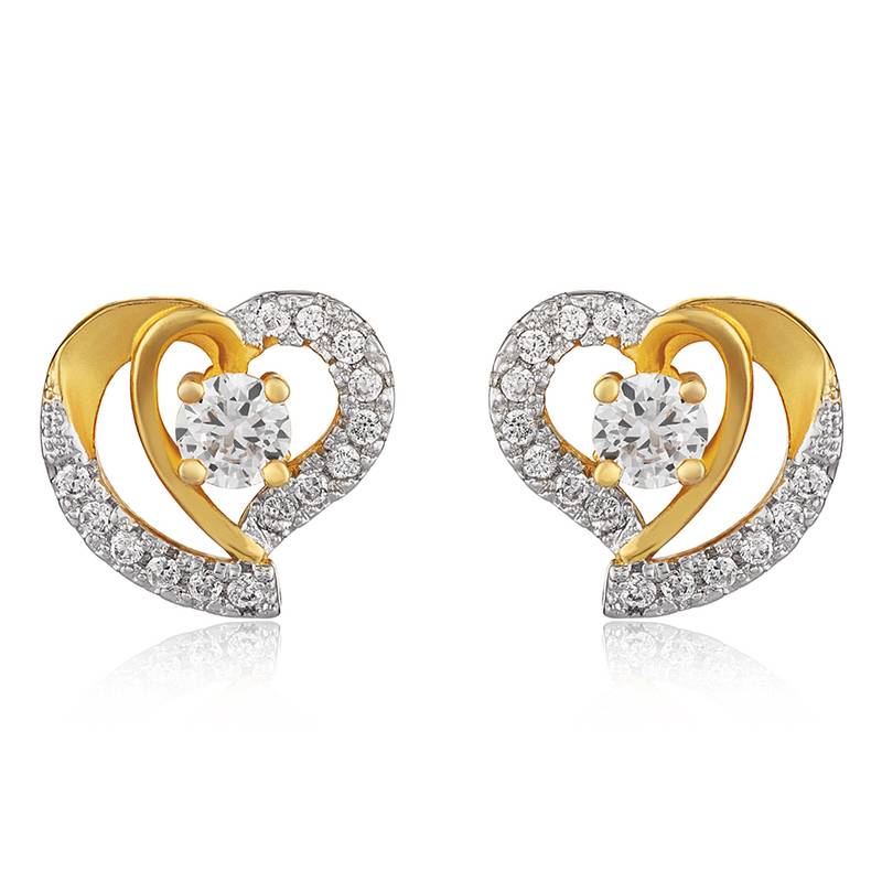 Curvy Heart Gold Plated Stud Earrings for Women ER1100538G