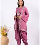 Purple Crop Top With Jacket With Hand Embroidery Punjabi Salwar Suit