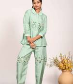 Green corset with hand embroidery