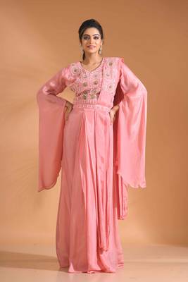 Pink crop top style with duppta with hand embroidery 1