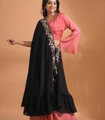 peach crop top set with duppata with hand embroidery