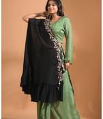 Bottle Green crop top set with duppata with printed