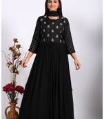 Black long gown with dupatta with hand embroidery