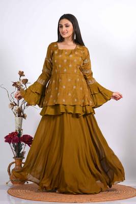 Mehadi long jacket with skirt with hand embroidery 1