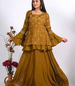 Mehadi long jacket with skirt with hand embroidery