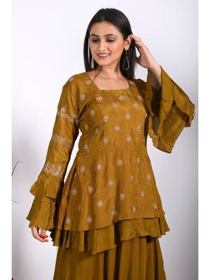 Mehadi long jacket with skirt with hand embroidery 2