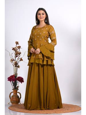 Mehadi long jacket with skirt with hand embroidery 4