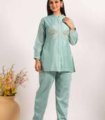 Sky Blue corset with hand embroidery