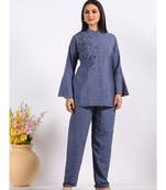 blue corset with hand embroidery