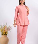 Peach corset with hand embroidery