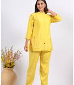 Yellow corset with hand embroidery