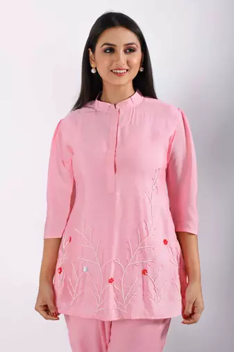 pink corset with hand embroidery