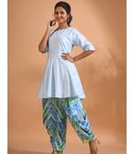 Blue patiala top set with printed