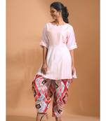 Pink patiala top set with printed