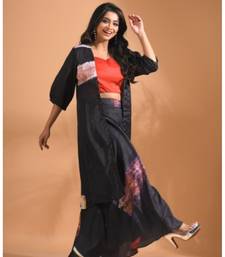 Multicolour  pinted plazo set with long jacket