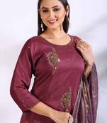 Maroon Handwork kurta and Palazzo with dupatta set stitched