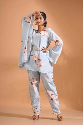 light-multicolor kaftan set with pant with printed 1
