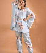 light-multicolor kaftan set with pant with printed