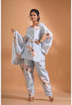 light-multicolor kaftan set with pant with printed 4