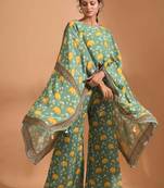 Light multicolour  coset with kaftan style with dupatta printed