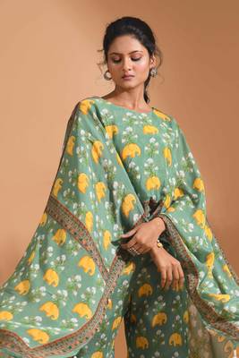 Light multicolour  coset with kaftan style with dupatta printed 2