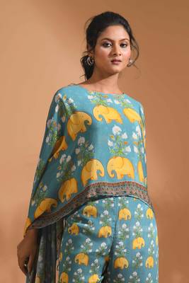 Light multicolour  coset with kaftan style with dupatta printed 3