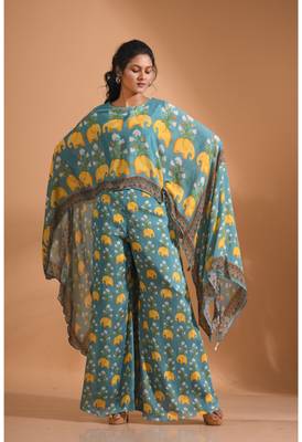 Light multicolour  coset with kaftan style with dupatta printed 4