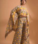 Light multicolour  coset with kaftan style with dupatta printed