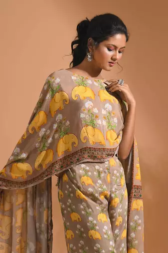 Light multicolour  coset with kaftan style with dupatta printed