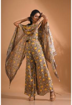 Light multicolour  coset with kaftan style with dupatta printed 4