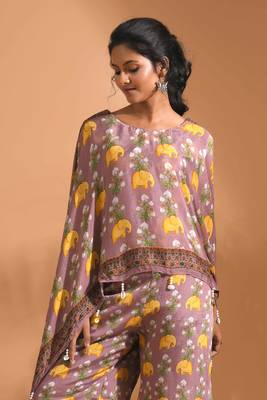 Light multicolour  coset with kaftan style with dupatta printed 3