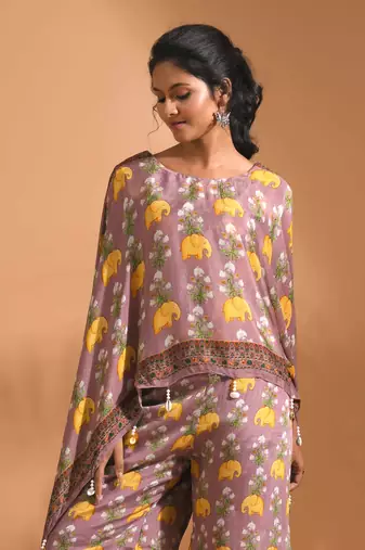 Light multicolour  coset with kaftan style with dupatta printed
