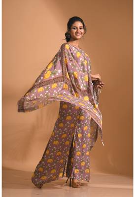 Light multicolour  coset with kaftan style with dupatta printed 4
