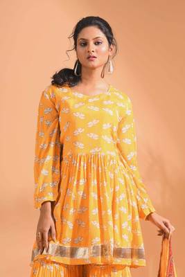 Rani pinted kurta and Palazzo with dupatta set stitched 2