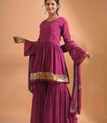 Onion pink kurta and Palazzo with dupatta set stitched