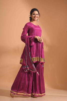 Onion pink kurta and Palazzo with dupatta set stitched 3