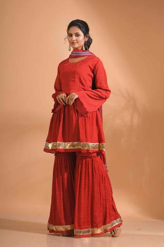  kurta and Palazzo with dupatta set stitched