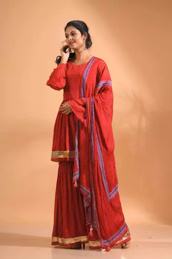  kurta and Palazzo with dupatta set stitched
