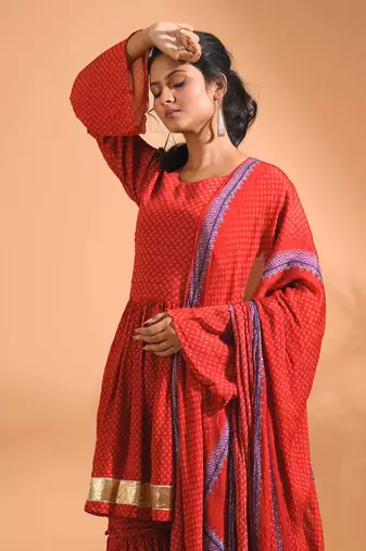  kurta and Palazzo with dupatta set stitched
