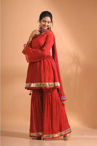  kurta and Palazzo with dupatta set stitched
