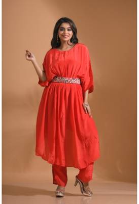 Light blue kaftan set with pant in printed 3