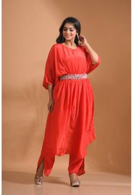 Light blue kaftan set with pant in printed 4