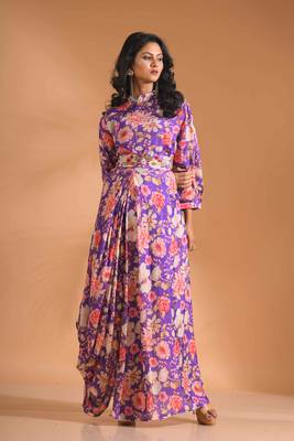 Multicolour  pinted long grown with printed 1